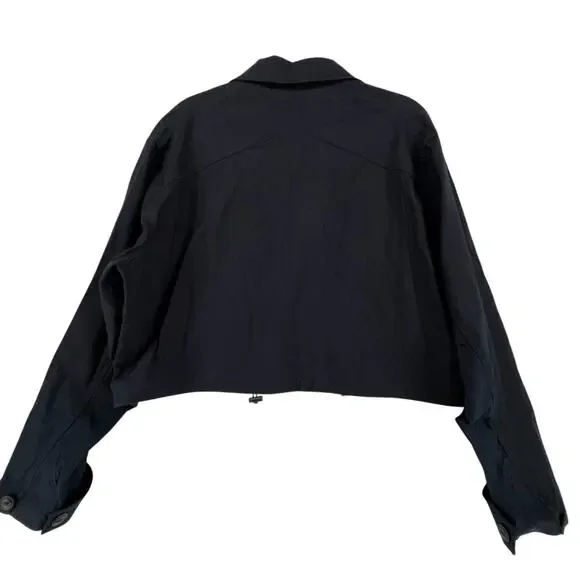 Rag & Bone Piper Linen Jacket Navy SZ L Big Pockets Adjustable Waist NWOT - Picture 6 of 11